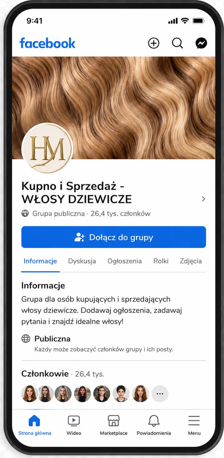 Grupa na Facebooku: Kupno i Sprzedaż – WŁOSY DZIEWICZE — 26,4 tys. członków